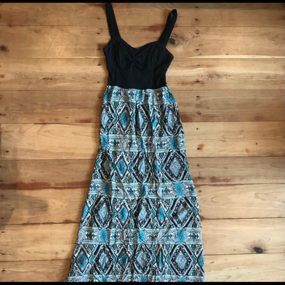 Mudd XL Sleeveless Maxi Blue Aztec Print Sundress